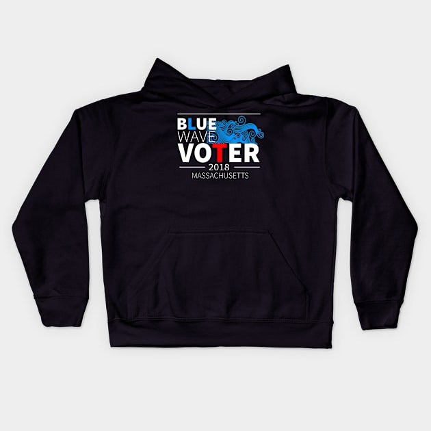 Blue Wave Voter 2018 Massachusetts Kids Hoodie by lisalizarb